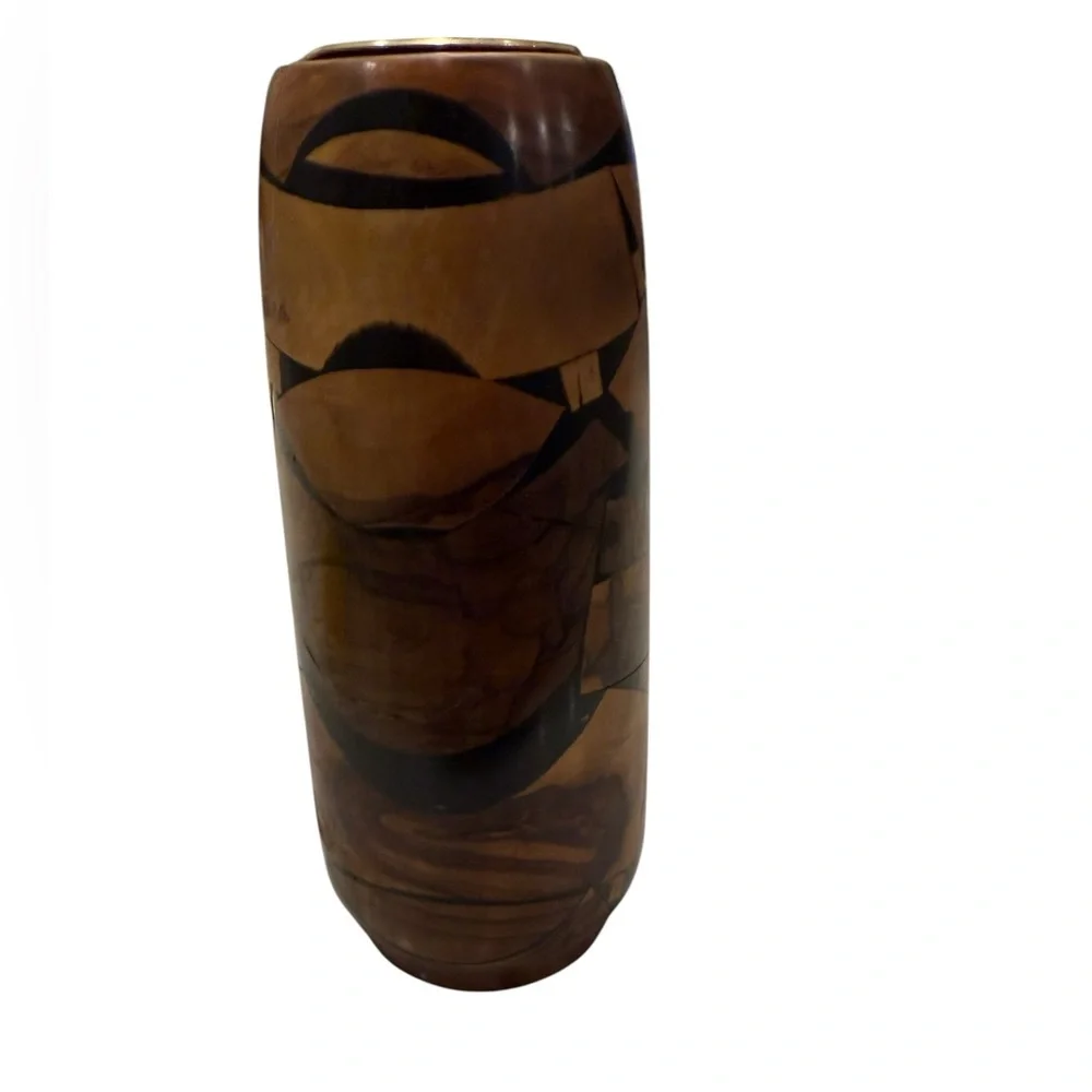 Israel Hand Carved Olive Wood Vase Mid Century Modern MCM